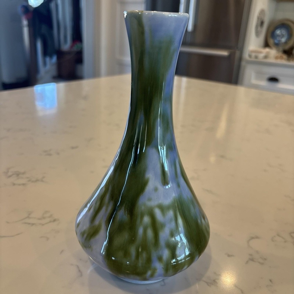 VTG Stangl Pottery Caribbean 4050 MCM Genie‎ Vase Glossy Blue Green Coastal 8"